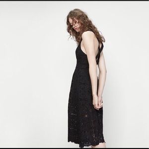 NWT Maje Black Lace midi dress size 1